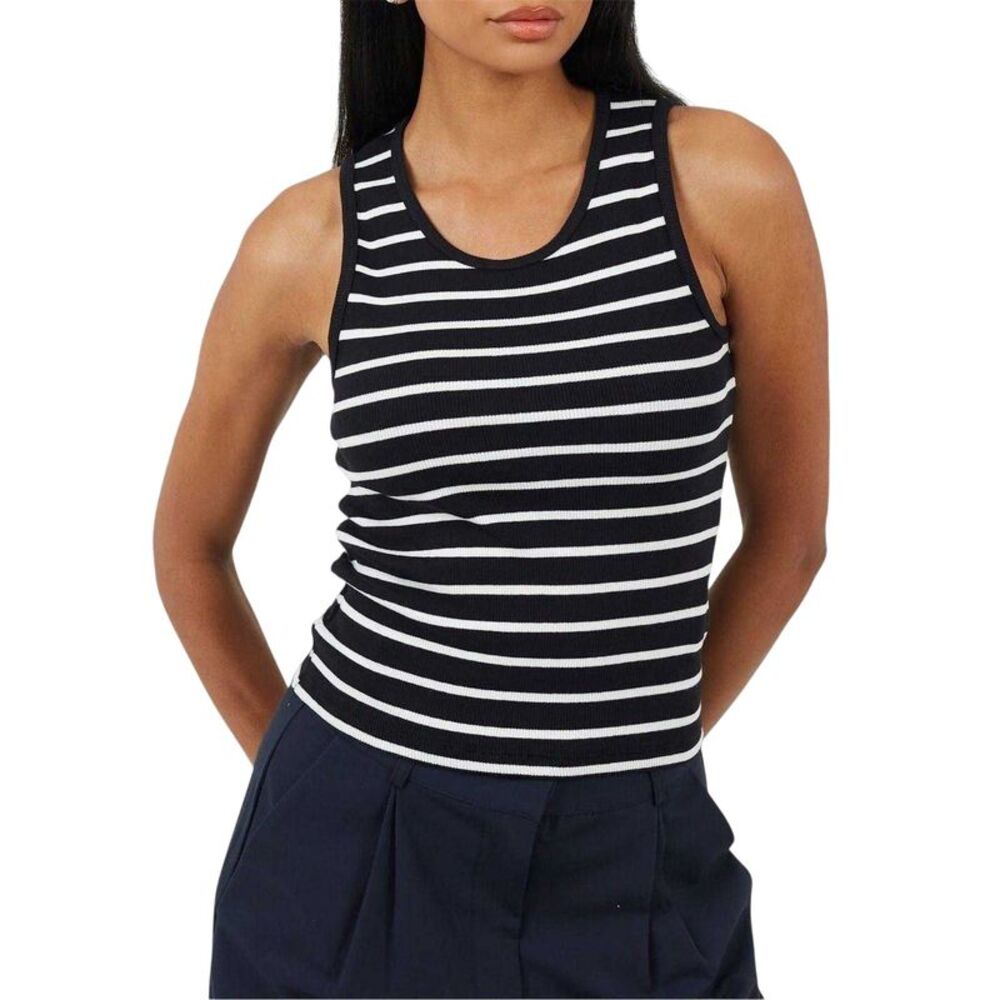 Brave Soul Womens/Ladies Striped Tank Top / Black/Cream
